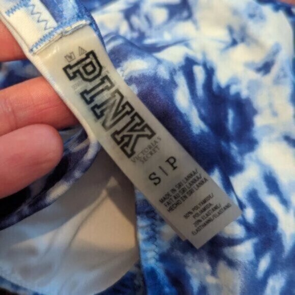 PINK Victoria's Secret wrap cutout blue tie dye halter bikini top - Picture 4 of 4